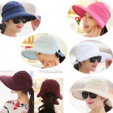 Mujer&apos;s UV Protect Foldable Large Brim Visor Cap Beach Sun Hat Outdoor Windcap   eb-64249424